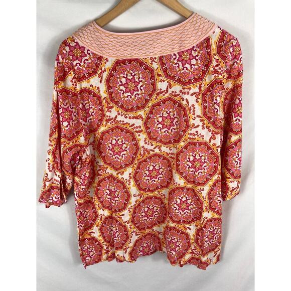 St Tropez West Woman Linen Blend Patterned Blouse Size 1X - Picture 6 of 6